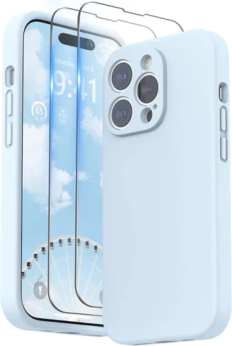 Miniatura 18 de SURPHY Funda diseñada para iPhone 14 Pro con protector de pantalla, (protección de cámara y forro de microfibra suave), funda de silicona líquida