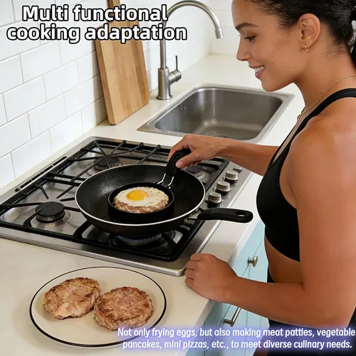 Miniatura 6 de Anillos de huevo de acero inoxidable de 3.5 pulgadas para panqueques, molde antiadherente para huevos con mango de silicona, molde redondo