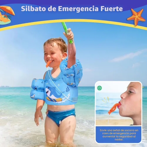 Miniatura 4 de MoKo Chaleco de natación para niños pequeños de 13-30/20-50/22-66 libras, flotadores de brazo de natación de dibujos animados, alas de agua, Surfing