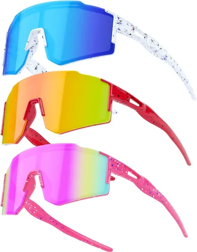 Miniatura 10 de Paquete de 2 lentes de sol de béisbol para niños y jóvenes, gafas de sol deportivas para niños y niñas, gafas de golf para ciclismo, correr, golf