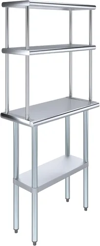 Miniatura 14 de AmGood Mesa de trabajo de acero inoxidable con estante de doble nivel de 12 pulgadas de ancho Combo de mesa de preparación de cocina y estantes