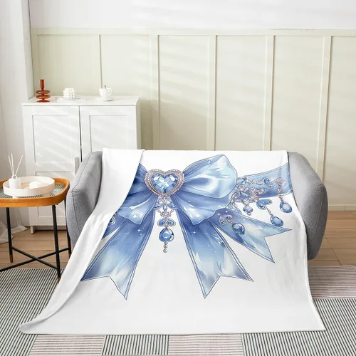 Miniatura 21 de Erosebridal Black Ribbon Bow Fleece Throw Blanket 40"x50" - Ultra-Soft for Couch Sofa Bed,Geometric Stripes Flannel Blanket,Princess Style Bowknot