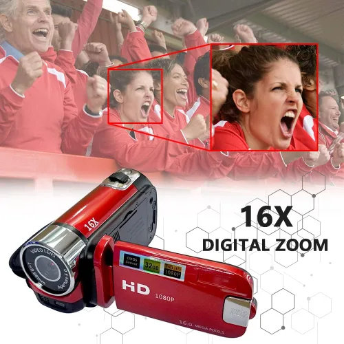 Miniatura 5 de Andoer Cámara de vídeo digital portátil de alta definición 1080P DV 16 MP con pantalla LCD de 2.7 pulgadas, zoom digital de 16x y batería incorporada