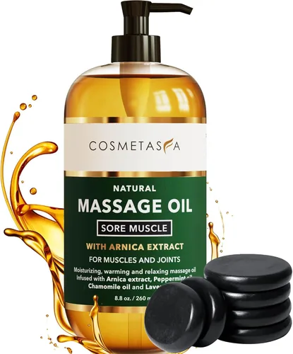 Cosmetasa Aceite de masaje muscular para terapia de masaje – Árnica, manzanilla y aceite de lavanda para aliviar los músculos y las articulaciones –