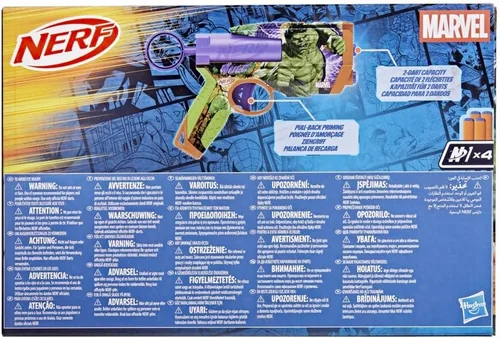 Miniatura 4 de Nerf Marvel Hulk Dart Blaster 4 dardos de espuma Nerf N1 Diseños de piel inspirados en Hulk Regalos para llenar calcetines navideños
