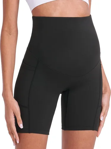 Miniatura 6 de Enerful Pantalones cortos de yoga de maternidad para mujer, sobre el vientre, cómodos, para ciclismo, entrenamiento, activo, embarazo, gimnasio