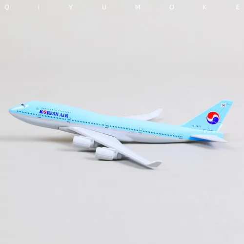 Miniatura 7 de 747 Kit de Modelo de Avión Coreano-1/400 Modelo de Aviones de Metal Fundido a Presión con Soporte (6 pulgadas) Avión Boeing 747 Regalos