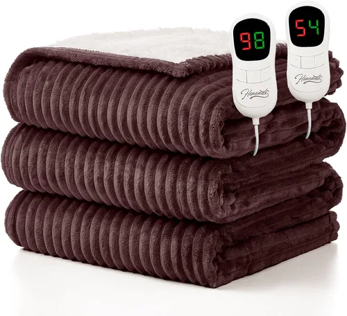 Miniatura 13 de Homemate Manta térmica eléctrica de 50 x 60 pulgadas, manta térmica de 1/2/4/6/8 horas de apagado automático, 10 niveles de calor, protección contra
