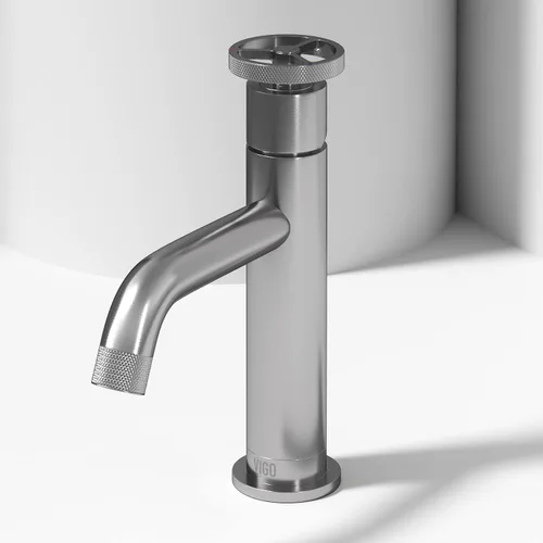 Miniatura 2 de VIGO Cass - Grifo de baño de un solo orificio de 8 pulgadas de alto en níquel cepillado VG01046BN