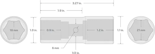 Miniatura 7 de TEKTON 1/2 pulgada Drive 0.748 x 0.827 in Deep Thin Wall Impact Flip Socket SIF21921
