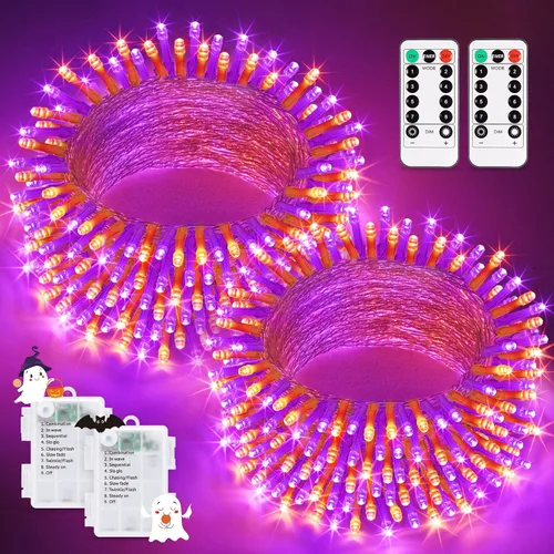 Miniatura 34 de JMEXSUSS Luces de Navidad multicolor que funcionan con pilas con 8 modos de control remoto, impermeables, 33 pies, 100 luces LED de Navidad