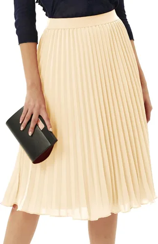 Miniatura 89 de GRACE KARIN - Falda plisada de gasa para mujer, con cintura alta y elástica, vuelo, corte acampanado y longitud por debajo de la rodilla