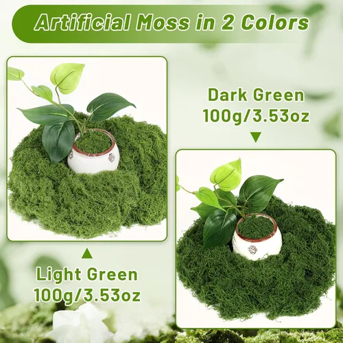 Miniatura 3 de Jollidecor Musgo artificial para plantas en maceta, 7.06 onzas de musgo verde falso para manualidades, relleno de maceta de musgo decorativo