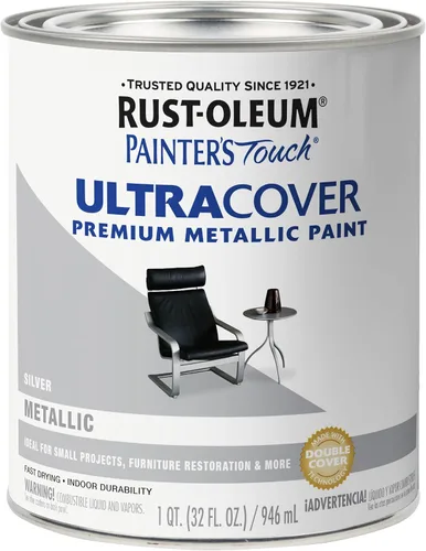 Miniatura 36 de Rust-Oleum Brush On Paint 224430T Painter's Touch - Pintura de látex, cuarto de galón, imprimación blanca plana acrílica, 32 onzas líquidas