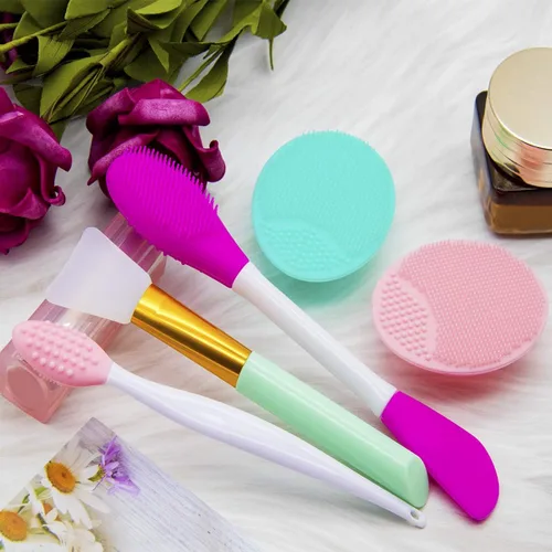 Miniatura 9 de Juego de 5 piezas de limpiador de silicona, cepillo para exfoliar labios, cepillo de limpieza facial de silicona, herramienta aplicadora facial y 2
