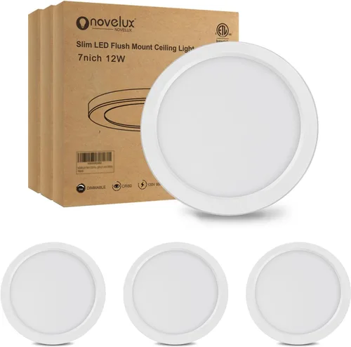 Lámparas de techo de montaje empotrado de 7 pulgadas con certificación ETL, 12 W, 1200 lúmenes, regulable, luz de techo LED redonda ultrafina de