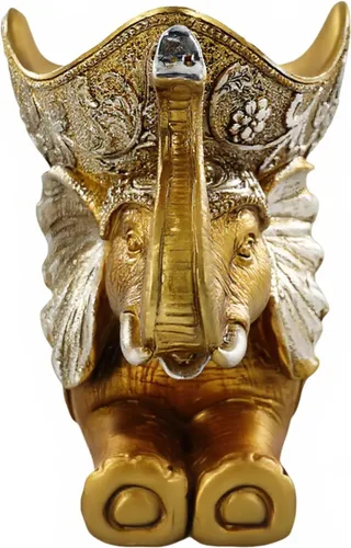 Miniatura 7 de Lescafita Escultura de Elefante Africano Dorado, Exquisita Decoración Animal para el Hogar, con Bandeja de Almacenamiento en la Parte Superior