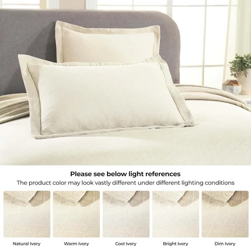 Miniatura 7 de Colcha Superior 100% algodón con diseño de tejido de canasta y fundas de almohada, ropa de cama de alta calidad de algodón matelasse jacquard