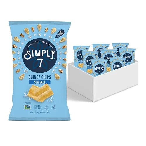 Miniatura 8 de Simply 7, Chips de quinua, barbacoa, barbacoa, 3.5 onzas, paquete de 8, sin OMG, sin frutos secos, vegetariano, vegano, bajo en grasa, bajo