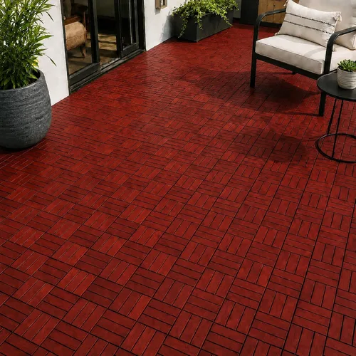 Miniatura 13 de Baldosas de madera de acacia para exteriores, baldosas de patio que se entrelazan. Moderno Gris Recto