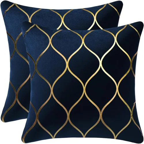 Miniatura 22 de DEZENE Fundas de almohada de terciopelo dorado de 16 x 16 pulgadas: paquete de 2 fundas de almohada cuadradas decorativas para dormitorio, sofá