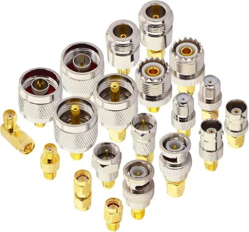 onelinkmore Juego de adaptadores SMA de 20 tipos – Universal SMA a UHF (SO-239/PL-259), N, BNC, F y SMA RF Juego de conectores para radioaficionado,