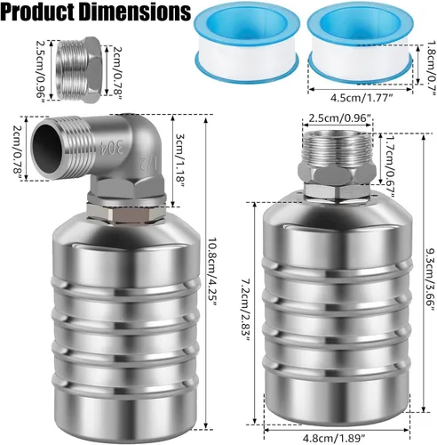 Miniatura 2 de JUXILPP - Válvula de flotador de control automático de nivel de agua, válvula de flotador de canal de agua de acero inoxidable 304 con adaptadores