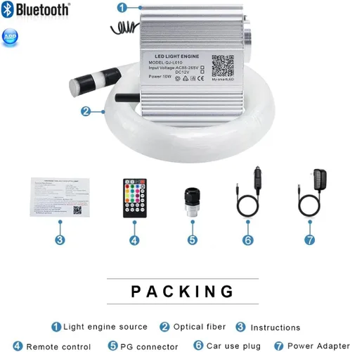 Miniatura 9 de AKEPO Kit de luces de fibra óptica de 10W Twinkle+ Control por APP + Efecto de Música para Luz de Techo de Cielo Estrellado Uso en Coche y Hogar