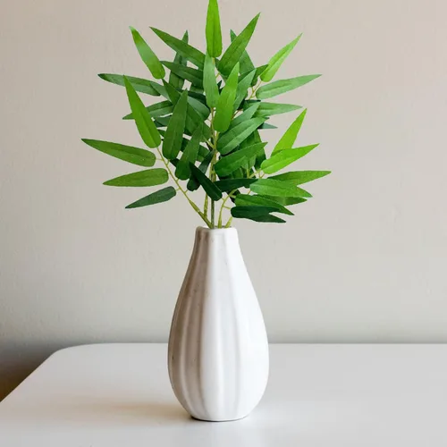 Miniatura 2 de 6 hojas de bambú artificiales de 14.7 hojas de bambú, ramas verdes sintéticas para arreglos florales, ramos de jarrón, decoración de boda, vegetación