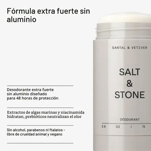Miniatura 5 de SALT & STONE Desodorante sin aluminio Protección extra fuerte de 48 horas para mujeres y hombres Fabricado con extractos de algas marinas