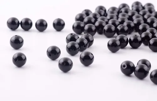 Miniatura 2 de Cuentas de piedra natural, 100 cuentas redondas de obsidiana negra de 0.315 pulgadas (0.315 in), cuentas sueltas de piedra auténtica