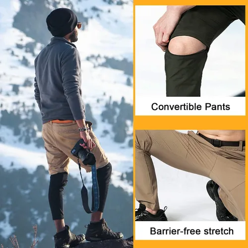 Miniatura 5 de Gash Hao Pantalones convertibles de senderismo para hombre, impermeables, de secado rápido, con cremallera, ligeros, para pesca
