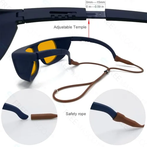 Miniatura 4 de FreeMascot Profesional OD 6+ 190nm-490nm Longitud de onda Violeta/Azul Laser Gafas de Seguridad para 405nm, 445nm, 450nm, 473nm Laser