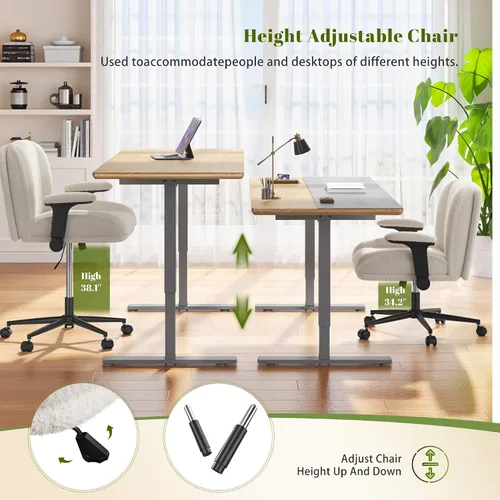 Miniatura 8 de DurayLoly Silla cruzada con ruedas, asiento de 28 pulgadas de ancho, brazos abatibles, forro polar grueso, altura ajustable, silla de patas cruzadas