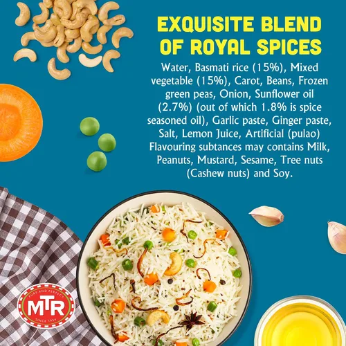 Miniatura 4 de MTR Listo para comer: Pulao de verduras - Paquetes de arroz para microondas para comidas instantáneas - Arroz delicioso y nutritivo listo en minutos