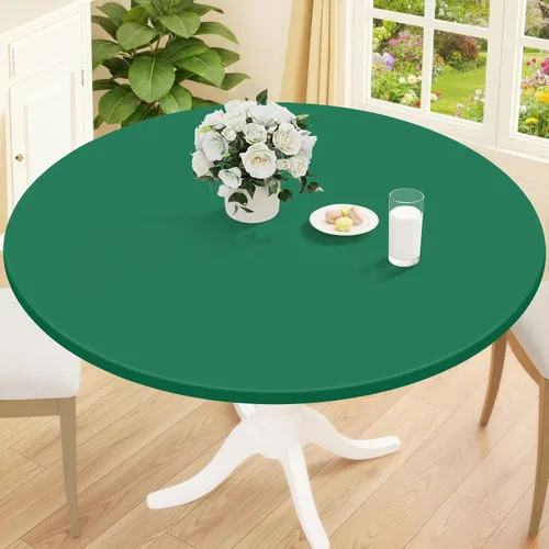 Miniatura 56 de Smiry Mantel redondo de pícnic, fundas de mesa elásticas impermeables para mesas de 18 a 24 pulgadas, manteles de vinilo con parte trasera