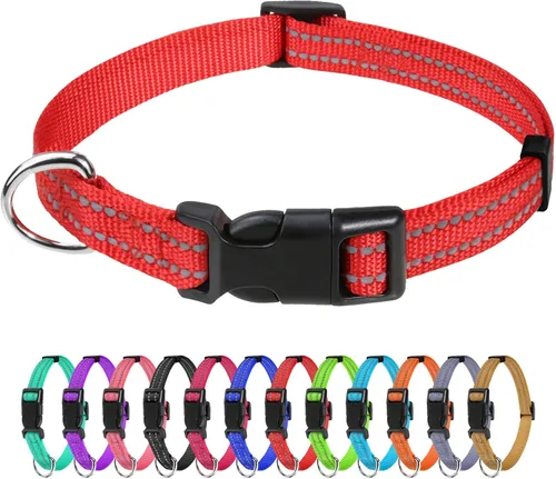 Miniatura 40 de TagME Collares de nailon reflectantes para perros, collar ajustable clásico para mascotas con hebilla de liberación rápida para perros pequeños