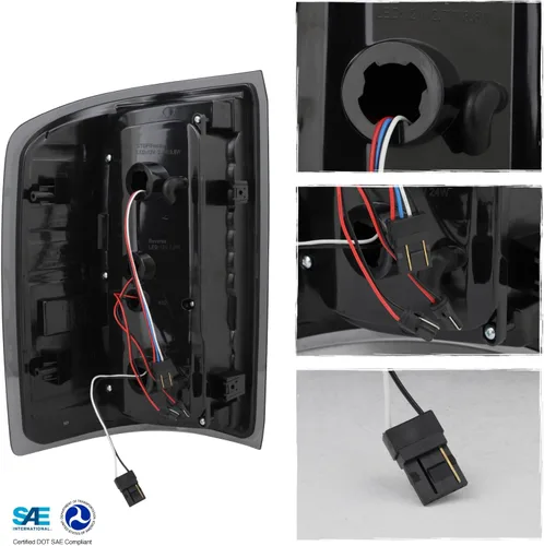 Miniatura 2 de AKKON - Compatible con GMC Sierra 1500 2014-2018, 2500HD 3500HD 15-19 [Tubo en C] Luces Traseras LED Negras Ahumadas Par Conductor + Pasajero