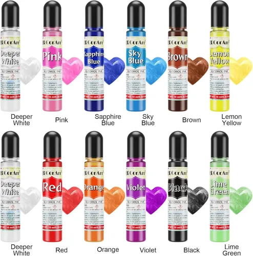 Miniatura 2 de Tinta de alcohol – 12 tintas de alcohol de colores vibrantes para resina, pigmento de color de resina altamente concentrada de secado rápido