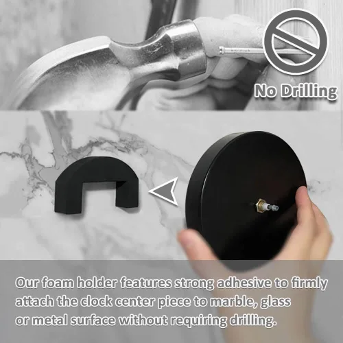 Miniatura 4 de Mintime Reloj de pared moderno sin marco, grande, 3D, números de espejo para decoración de oficina en casa Negro