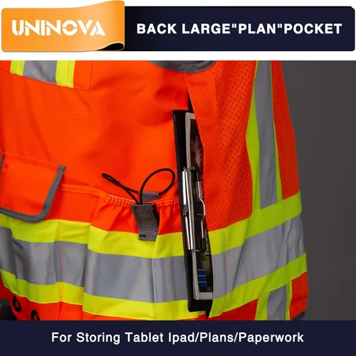 Miniatura 5 de Surveyor Safety Vest Reflective for Men,Class 2 Heavy Duty Safety Vests Reflective with Pockets and Zipper Naranja Sv55 (servicio pesado)