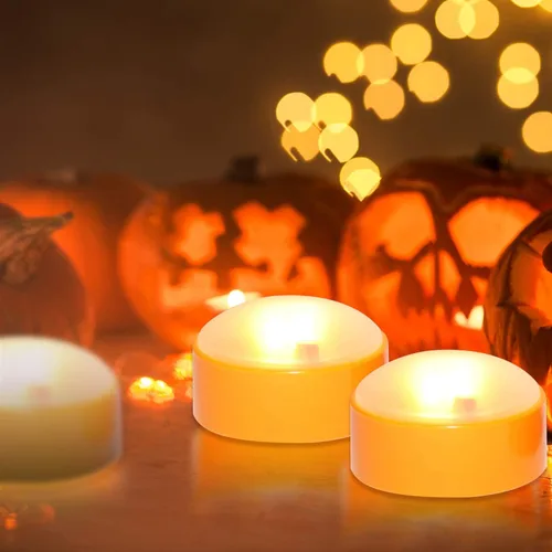 Miniatura 3 de CANDLE CHOICE Luces LED de calabaza de Halloween con temporizador remoto, brillantes y parpadeantes, funciona con pilas, velas eléctricas sin llama