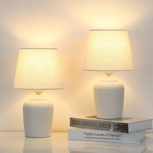 Miniatura 12 de Sucolite Juego de 2 lámparas de mesa pequeñas de 11.8 pulgadas, lámparas de mesita de noche para dormitorio, habitación de los niños, bonitas