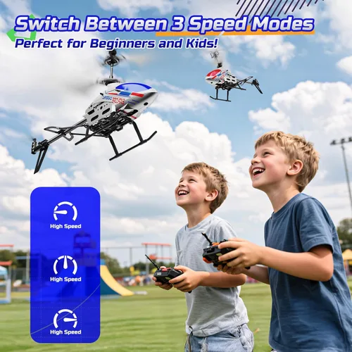 Miniatura 6 de DEERC Helicóptero de Control Remoto, Helicópteros RC de 3.5 Canales con Retención de Altitud y Giroscopio para Principiantes, 2 Carcasas, Luz LED