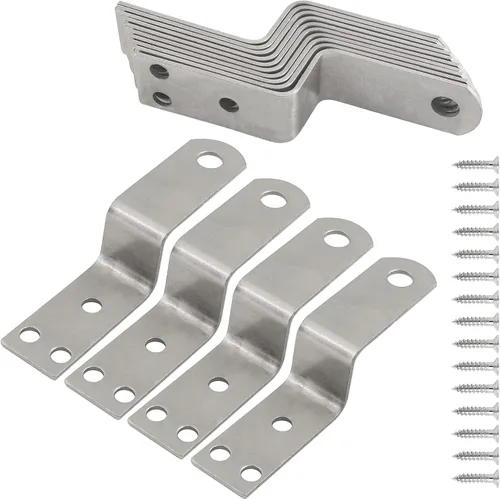 12 soportes de esquina en forma de Z, altura plateada, 0.8 pulgadas, marco de fotos en forma de Z, soporte para muebles, soportes de estante con