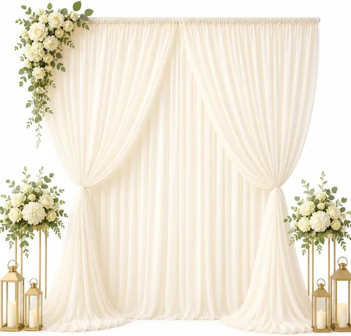 Miniatura 6 de Sedona Designz - Paneles de cortinas de gasa negra de 115 x 120 pulgadas para decoración de eventos, telón de fondo