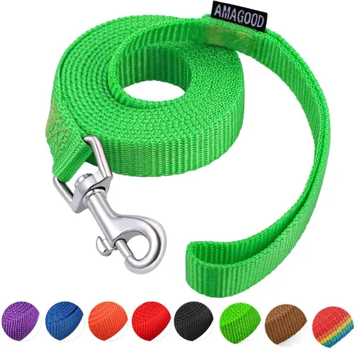 Miniatura 30 de AMAGOOD 6 pies de correas para cachorros/perros, correa de estilo tradicional resistente con gancho de cuello fácil de usar, correa para perros Negro