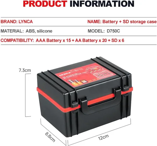 Miniatura 2 de LYNCA Caja de almacenamiento organizadora de batería dura y soporte para tarjetas SD, capacidad para 6 tarjetas SD, 20 pilas AA y 15 pilas AAA