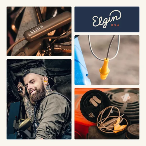 Miniatura 7 de Auriculares Elgin Ruckus inalámbricos Bluetooth con protección auditiva, 25 dB NRR, micrófono con cancelación de ruido, batería de 12 horas, a
