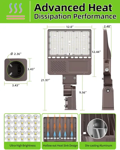 Miniatura 7 de Luz LED para estacionamiento con certificación UL, 150 W, 120 W, 90 W, ajustable, con fotocélula de 22500 lm, caja de zapatos, luces de inundación